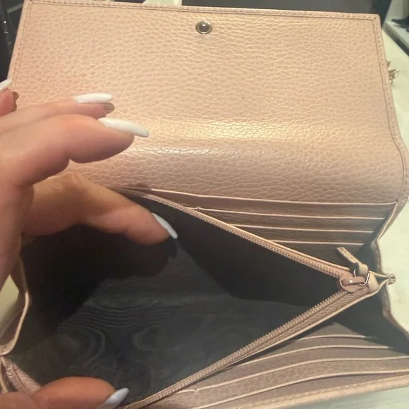 Gucci GG Marmont Gold Butterfly w/crystals wallet Pink (Rare) Like New box dust - Picture 7 of 15